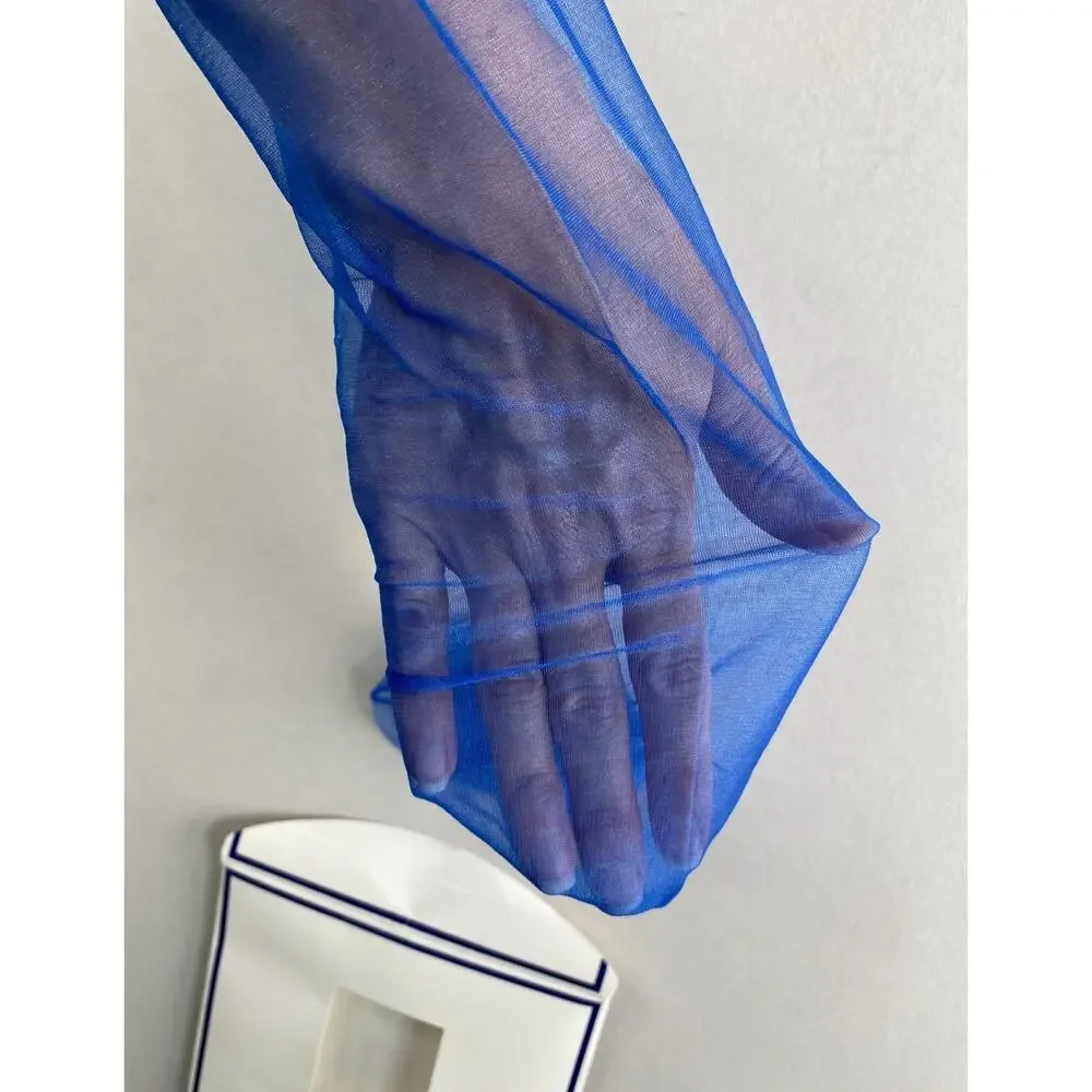 GIVENCHY Stockings Womens Size B Blue Sheer Pantyhose Luxury Designer Tights